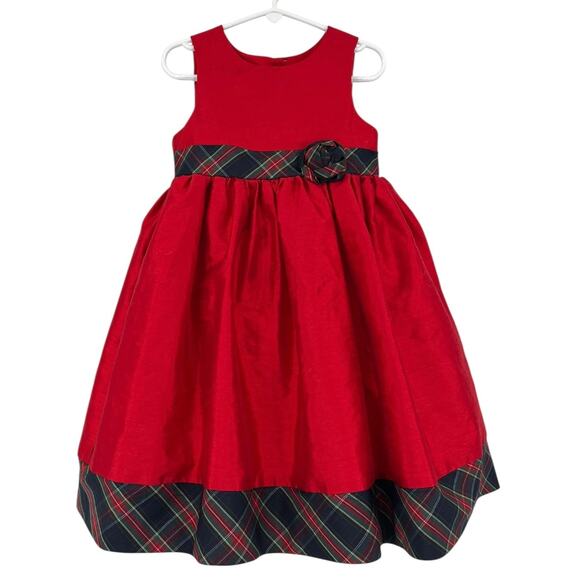Laura Ashley London Red Holiday Christmas Dress Plaid Details Fancy Girl's 5 - Picture 1 of 8